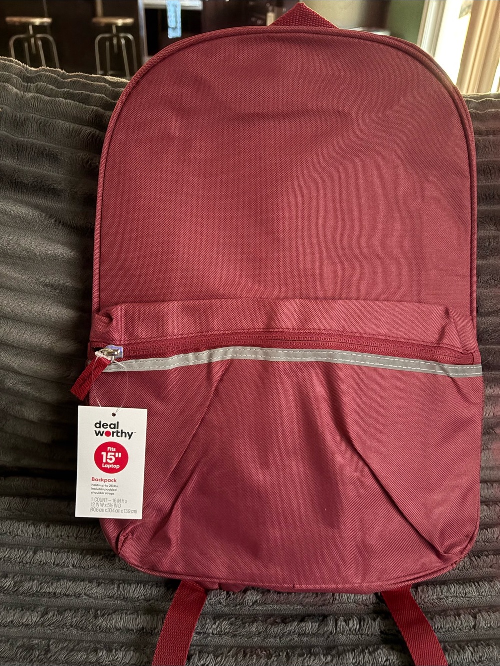Kids' Burgundy School Backpack - Fits 15"